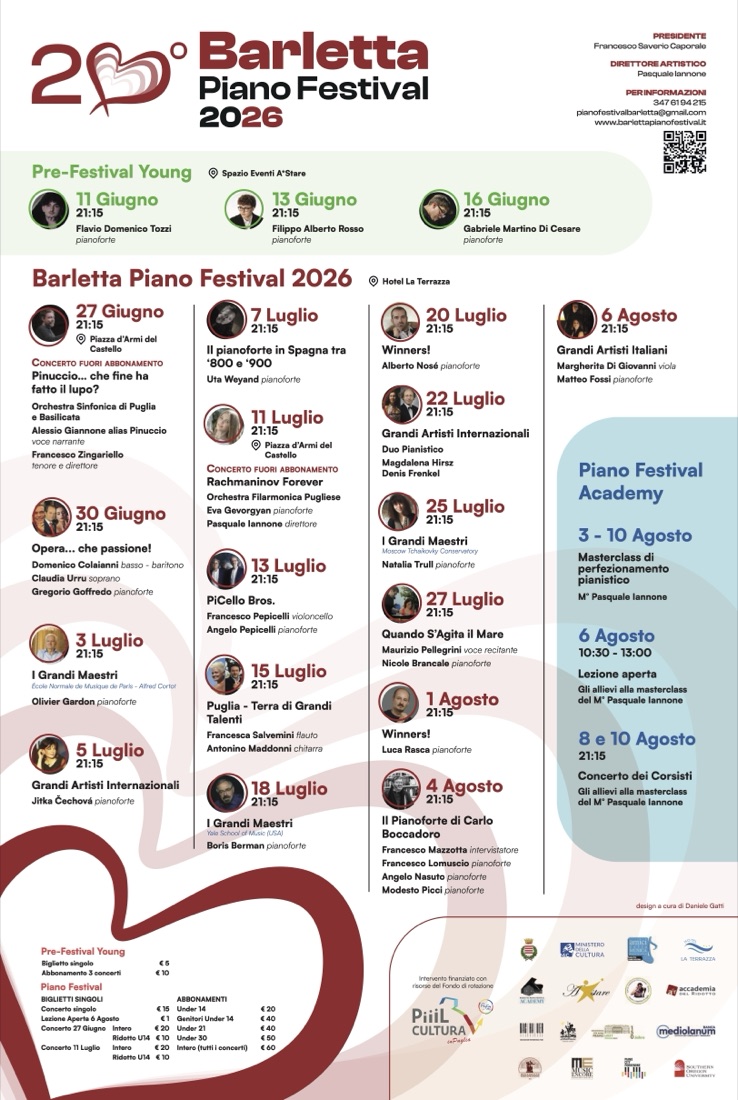 Poster of the Barletta Piano Festival 2026, 20th edition
